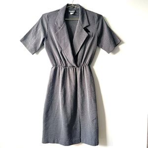 Vintage Black/White Gingham Print Short Sleeve Midi Dress